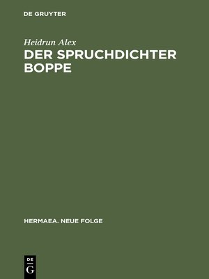 cover image of Der Spruchdichter Boppe